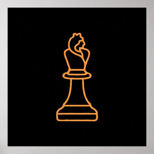 Stylized Chess Queen Illustration over Black Poster (Front)