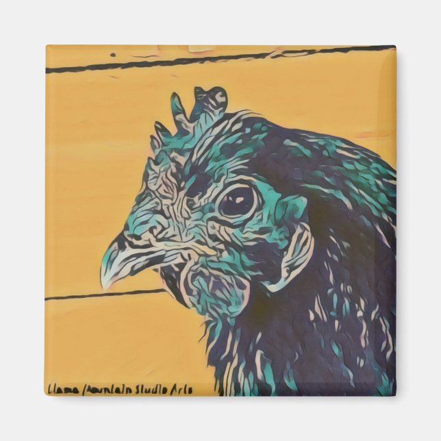 Stylized Chicken #1 teal Magnet (Front)