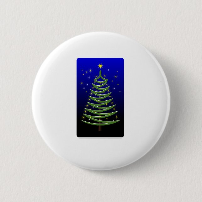 stylized christmas tree 2 inch round button (Front)