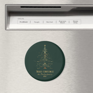 Stylized Christmas Tree in Gold on Dark Background Magnet