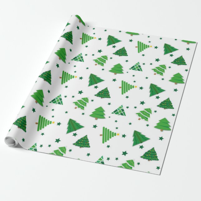 Stylized Christmas tree pattern Wrapping Paper (Unrolled)