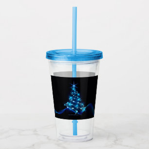 stylized Christmas tree SlipperyJoe glowing blue s Acrylic Tumbler