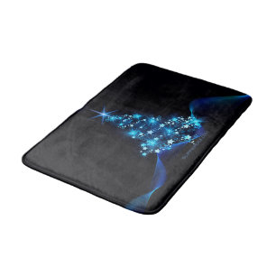 stylized Christmas tree SlipperyJoe glowing blue s Bath Mat