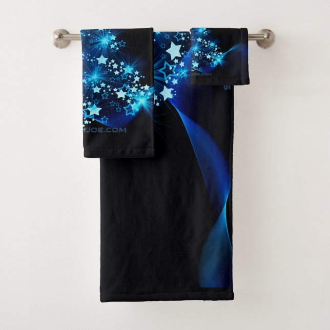 stylized Christmas tree SlipperyJoe glowing blue s Bath Towel Set (Insitu)