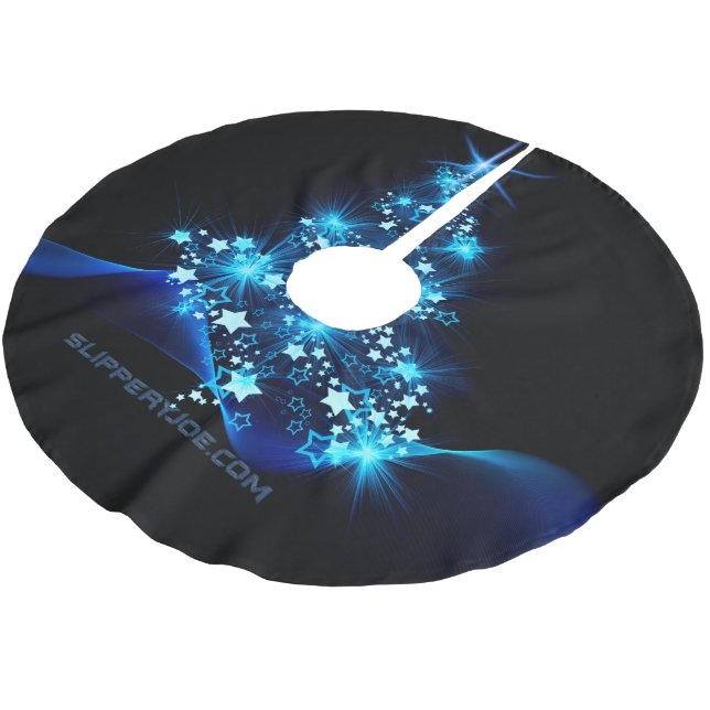 stylized Christmas tree SlipperyJoe glowing blue s Brushed Polyester Tree Skirt (Angled)