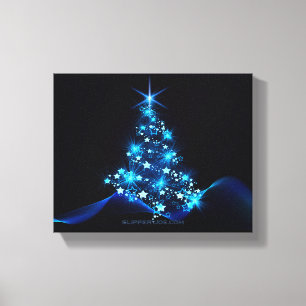 stylized Christmas tree SlipperyJoe glowing blue s Canvas Print
