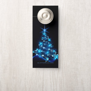 stylized Christmas tree SlipperyJoe glowing blue s Door Hanger