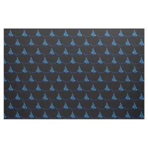 stylized Christmas tree SlipperyJoe glowing blue s Fabric