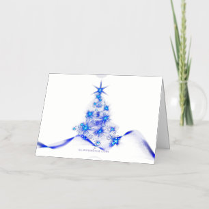 stylized Christmas tree SlipperyJoe glowing blue s Foil Holiday Card