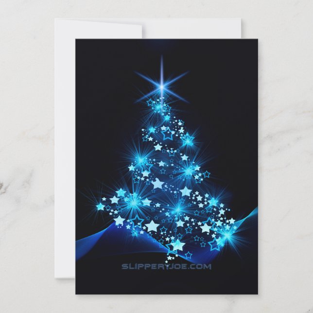 stylized Christmas tree SlipperyJoe glowing blue s Holiday Card (Front)