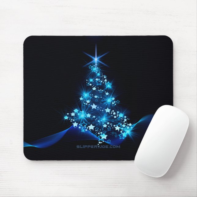 stylized Christmas tree SlipperyJoe glowing blue s Mouse Pad (With Mouse)