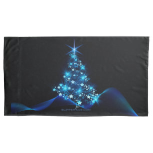 stylized Christmas tree SlipperyJoe glowing blue s Pillowcase