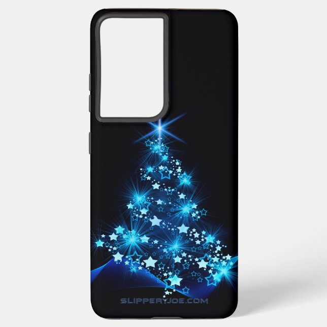 stylized Christmas tree SlipperyJoe glowing blue s Samsung Galaxy S21+ Case (Back)