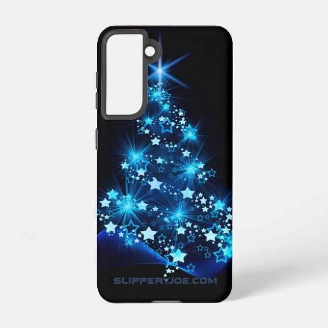 stylized Christmas tree SlipperyJoe glowing blue s Samsung Galaxy S21 Case (Back)