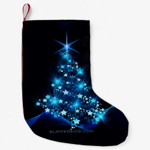 stylized Christmas tree SlipperyJoe glowing blue s Small Christmas Stocking