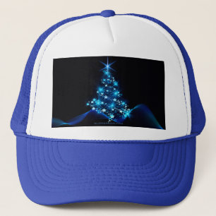 stylized Christmas tree SlipperyJoe glowing blue s Trucker Hat
