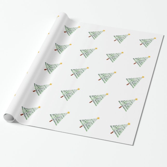 Stylized Christmas Tree Wrapping Paper (Unrolled)