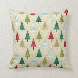 Stylized Christmas trees pattern Throw Pillow