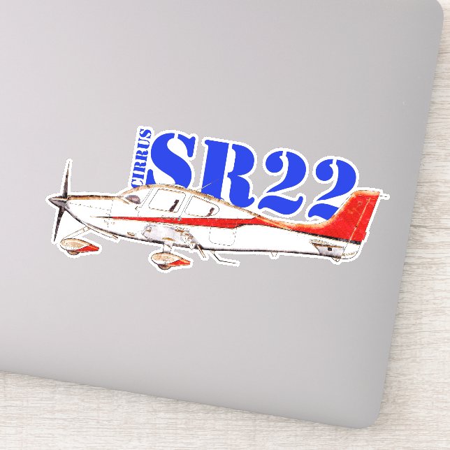 Stylized Cirrus SR22 Plane with Bold Typography (Detail)