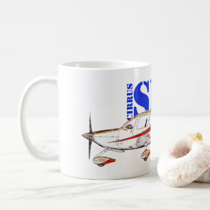 Stylized Cirrus SR22 Plane with Bold Typography Coffee Mug