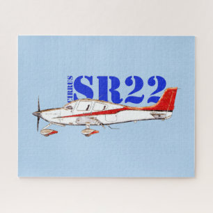 Stylized Cirrus SR22 Plane with Bold Typography Jigsaw Puzzle