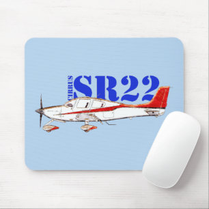 Stylized Cirrus SR22 Plane with Bold Typography Mouse Pad