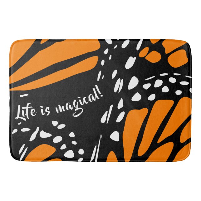 Stylized Classic Monarch Butterfly Wing Bath Mat (Front)