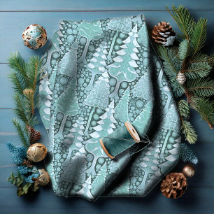 Stylized Coastal Christmas Trees Pattern#6 ID1009 Fabric