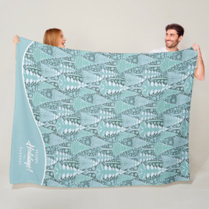 Stylized Coastal Christmas Trees Pattern#6 ID1009 Fleece Blanket