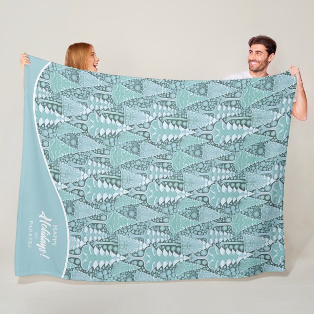 Stylized Coastal Christmas Trees Pattern#6 ID1009 Fleece Blanket (In Situ)