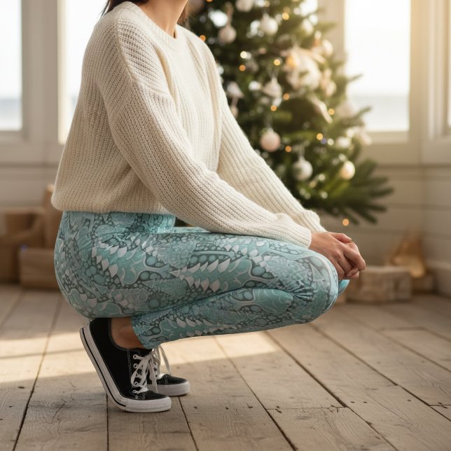 Stylized Coastal Christmas Trees Pattern#6 ID1009 Leggings (Creator Uploaded)