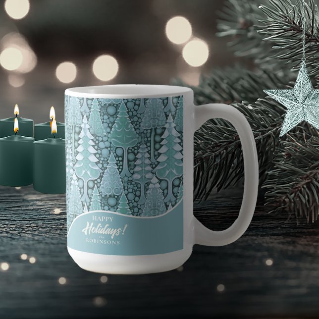 Stylized Coastal Christmas Trees Pattern#6b ID1009 Coffee Mug (Creator Uploaded)