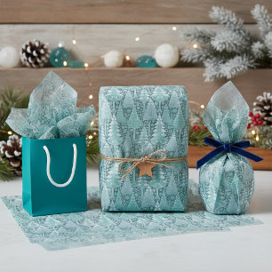 Stylized Coastal Christmas Trees Pattern#6b ID1009 Tissue Paper