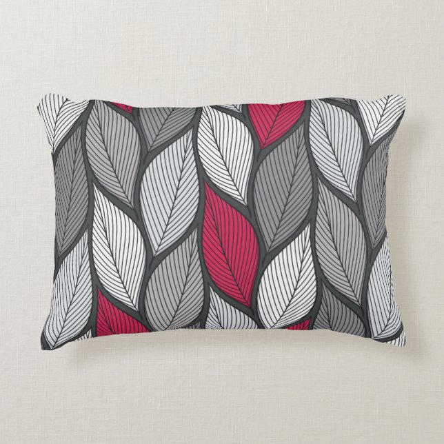 Stylized colourful leaves seamless pattern accent pillow (Front)