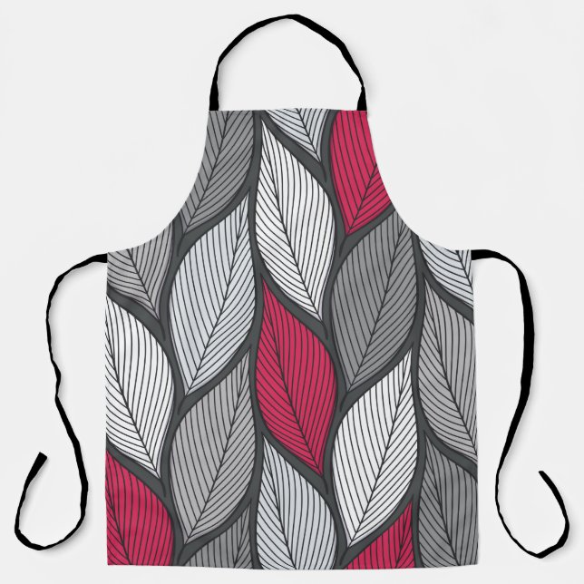 Stylized colourful leaves seamless pattern apron (Front)
