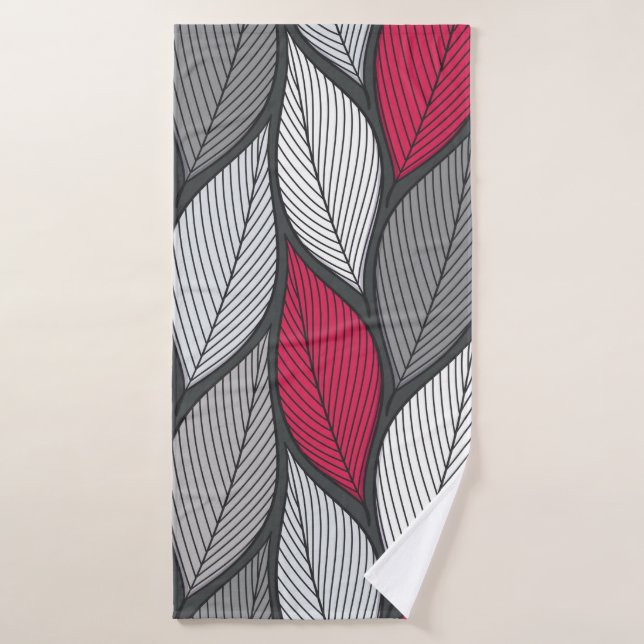 Stylized colourful leaves seamless pattern bath towel (Bath Towel)