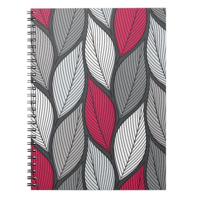 Stylized colourful leaves seamless pattern notebook (Front)