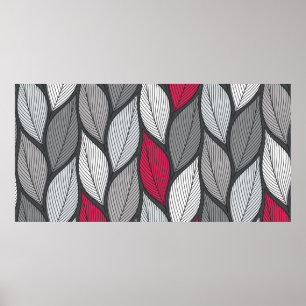 Stylized colourful leaves seamless pattern poster