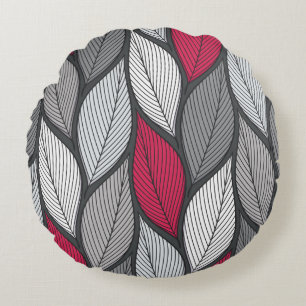 Stylized colourful leaves seamless pattern round pillow