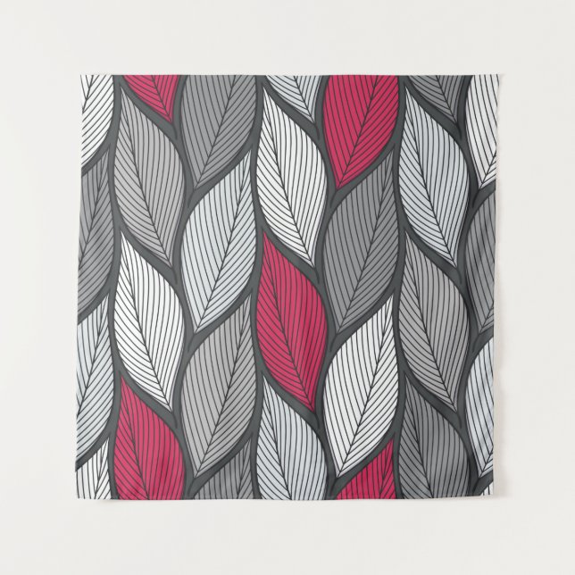 Stylized colourful leaves seamless pattern tapestry (Front)