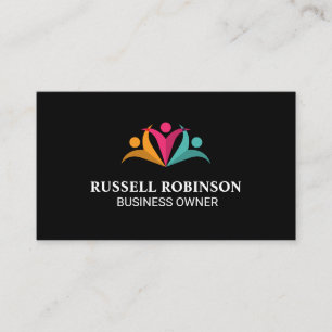 Stylized Colourful People Logo Business Card