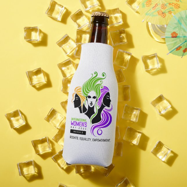 Stylized Colourful Trio of Women IWD 2025 Bottle Cooler (In Situ Summer)