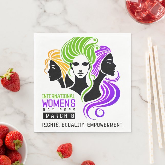 Stylized Colourful Trio of Women IWD 2025 Napkin (Insitu)