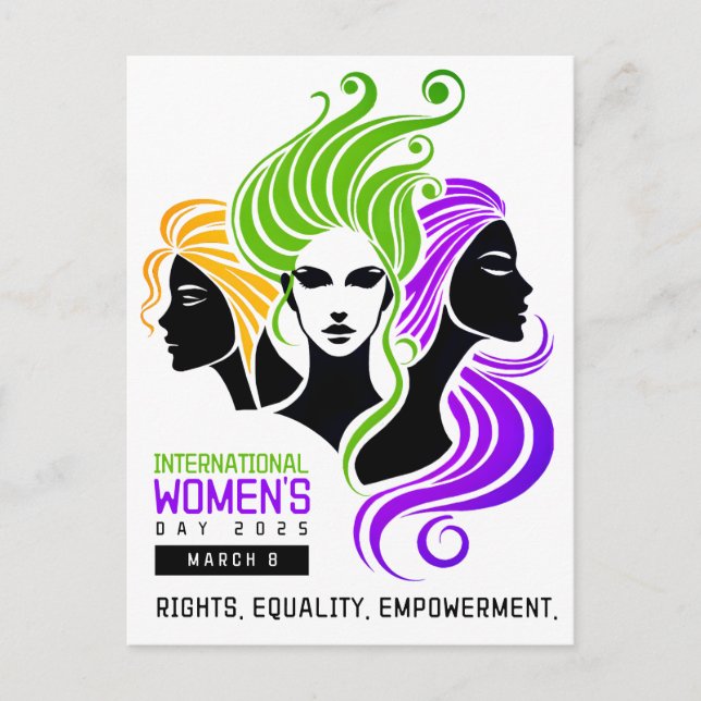 Stylized Colourful Trio of Women IWD 2025 Postcard (Front)