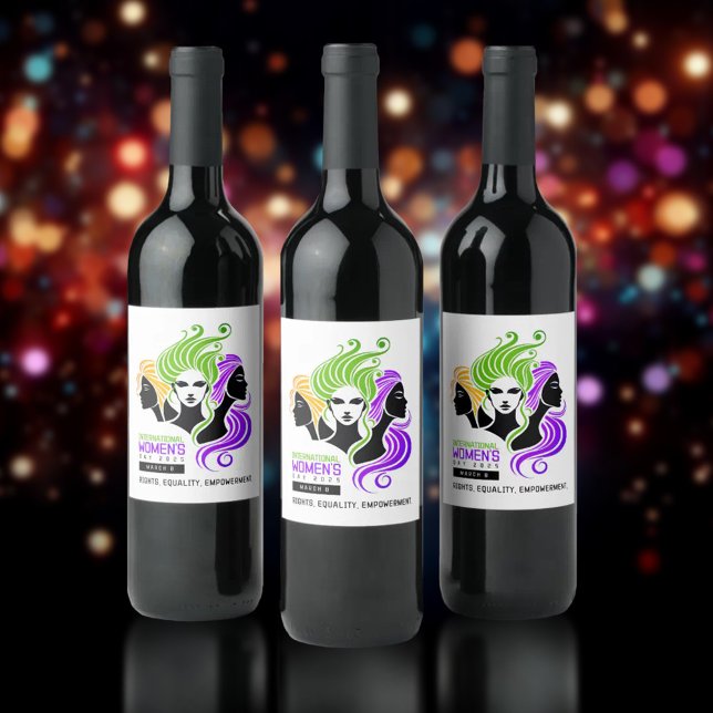 Stylized Colourful Trio of Women IWD 2025 Wine Label (IWD 2025 Wine Drink Labels Cover Photo)