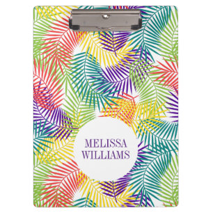 Stylized Colourful Tropical Leafs Pattern Clipboard