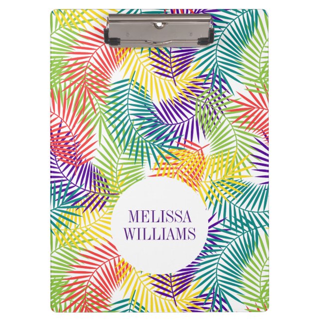 Stylized Colourful Tropical Leafs Pattern Clipboard (Front)