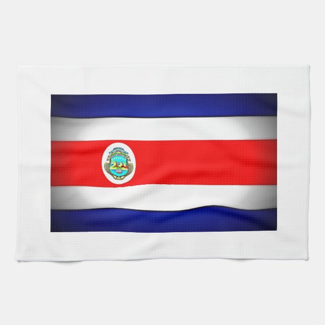 Stylized Costa Rica Flag Kitchen Towel (Horizontal)