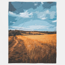 Stylized Countryside Road Golden Summer