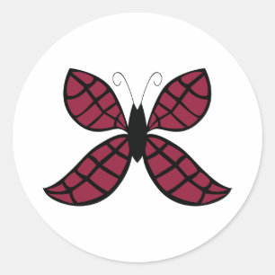 Stylized Crimson Butterfly  Classic Round Sticker